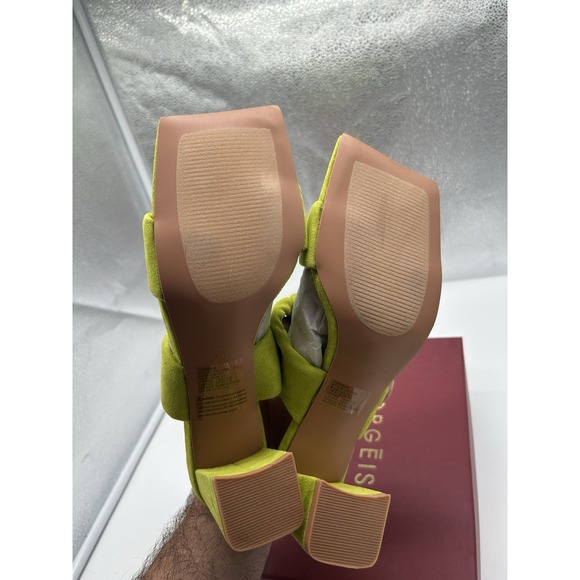 New Torgeis‎ Flamingo Faux Suede Double Knotted Block Heeled Sandals Green Sz 10 - Picture 7 of 9